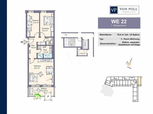 Lageplan Objekt - Etagenwohnung mit 78,90 m&sup2; in Dresden zum Kaufen