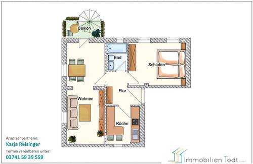 Plauen, Ricarda-Huch-Str. 8, WE 07 - EG links - 2 Zimmer Etagenwohnung zur Miete in Plauen