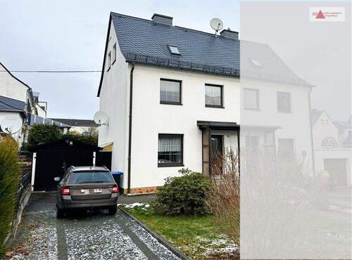 Straßenansicht_Zufahrt Garage - 5 Zimmer Doppelhaushälfte in Chemnitz / Rabenstein