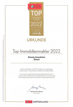 Urkunde TOP Immobilienmakler - 