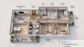 Grundriss 3D mit Qm - 