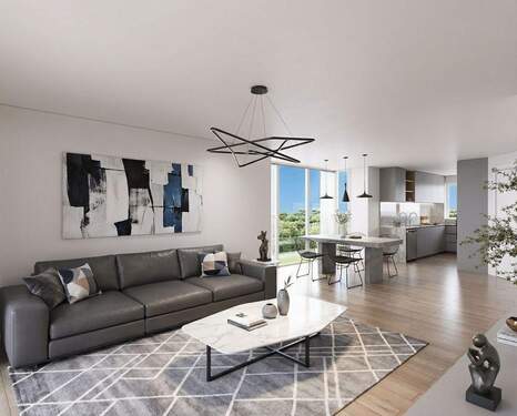 Wohn-Essbereich - Warum eine 4-ZI-Wohnung kaufen? Neubau-DHH zum gleichen Preis - Süd-West & sonnige Terrasse!