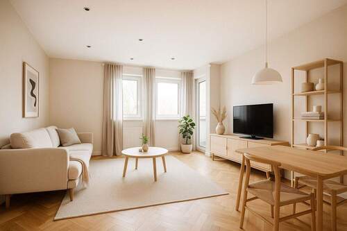 Wohnzimmer visualisiert - Etagenwohnung mit 78,00 m² in Freiburg im Breisgau zum Kaufen