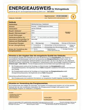 Energieausweis Seite 1 - 