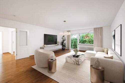 Wohnzimmer - 4 Zimmer Etagenwohnung in München