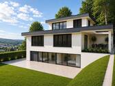 Außenansicht Tag_Visualisierung - Exklusives Architektenhaus mit Spa, Dachterrasse & flexiblen Wohnkonzepten