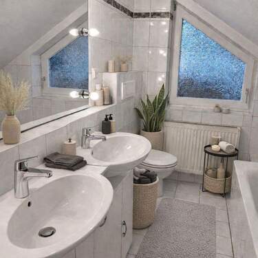 Badezimmer mit 2 Waschbecken - Etagenwohnung mit 105,00 m&sup2; in Sinzheim zum Kaufen