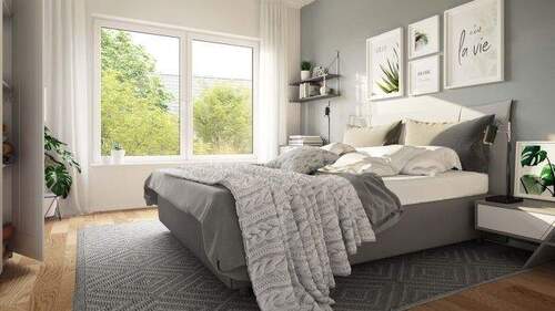 Schlafzimmer mit kleinen Fenster im Souterrain - 