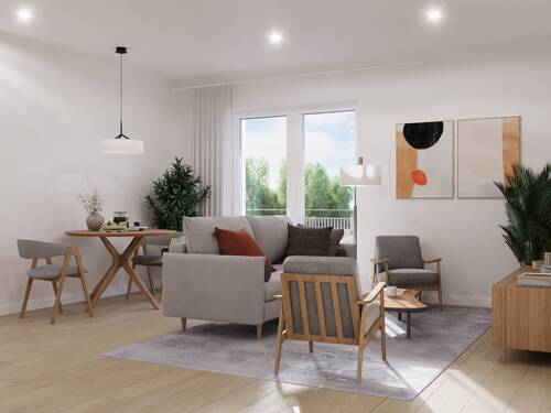 Visualisierung Wohnzimmer - 2 Zimmer Etagenwohnung zum Kaufen in Falkensee