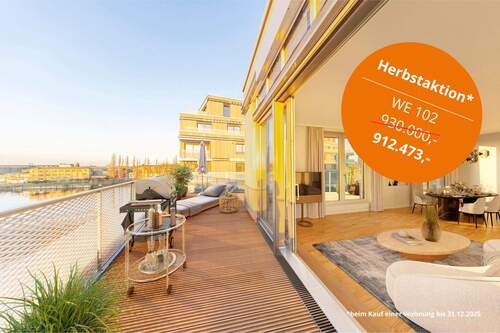 BUWOG WEYDENHOF Herbstaktion WE 102 - *Sparen Sie 69.000€* Großzügige 2 Zimmer im Penthouse mit 2 Terrassen und Blick auf die Spree.