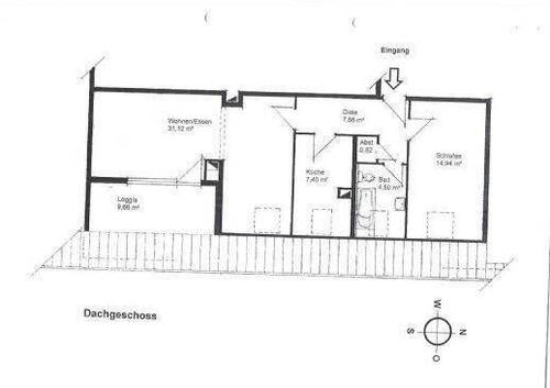 Grundriss - Anfragen bitte nur per Mail! Schöne, teilrenovierte 2,5 Zimmer Wohnung in der Karlsruher Waldstadt
