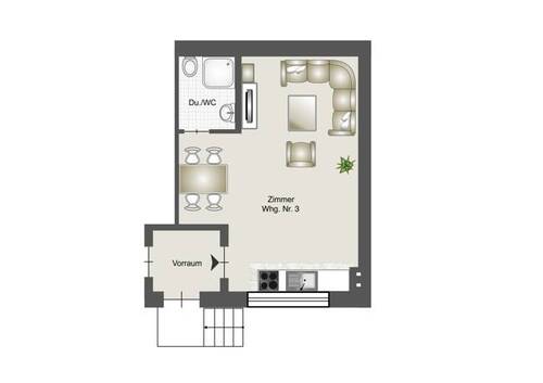 1-Zimmer-Wohnung Nr. 3 EG - 