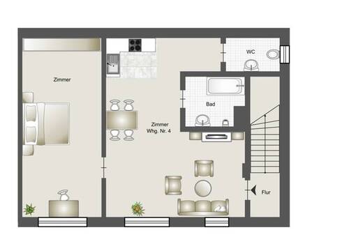 2-Zimmer-Wohnung Nr. 4 EG (rechts) - 