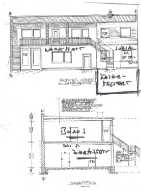 Schnitt Büroräume und Werkstatt - 