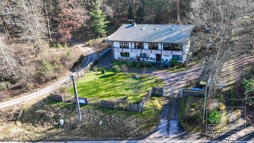 Hausansicht mit Vorgarten - Luftbild - 