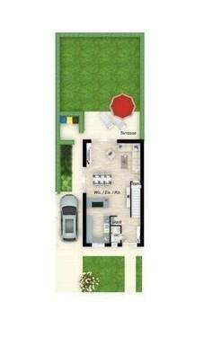 Das Erdgeschoss der Doppelhaushälften - 