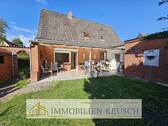 Gartenansicht inkl. überd. Terrasse - Preis reduziert ! 1-2 Fam.haus TOP-vermietet oder zur Selbstnutzung im begehrten Achim-Bierden