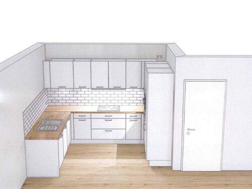 Einbauküche-schematische Dartstellung - Reihenmittelhaus mit 97,90 m&sup2; in Kutenholz zur Miete