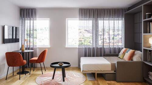 Visualisierung Schlafplatz 120 x 200 cm - 1,5-Zimmer- Apartment, vollmöbliert, zentral, Nahe der Altstadt - frei ab 01.06.2026