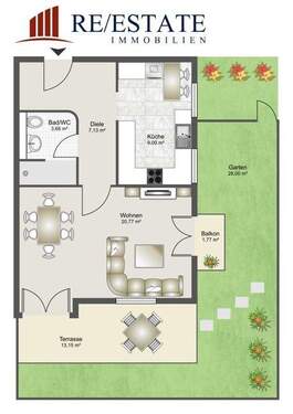 3-Zimmer-Garten-Maisonettewohnung - 