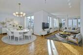 Wohnzimmer mit KI eingerichtet. - 3 Zimmer Etagenwohnung in München