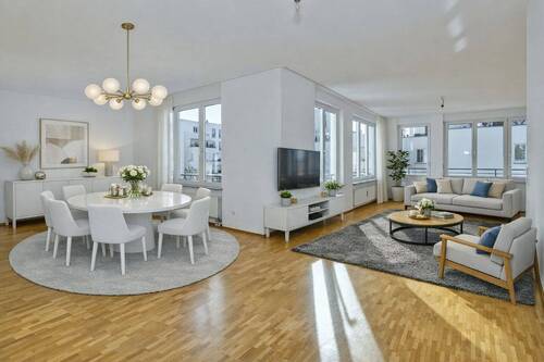 Wohnzimmer mit KI eingerichtet. - 3 Zimmer Etagenwohnung in München
