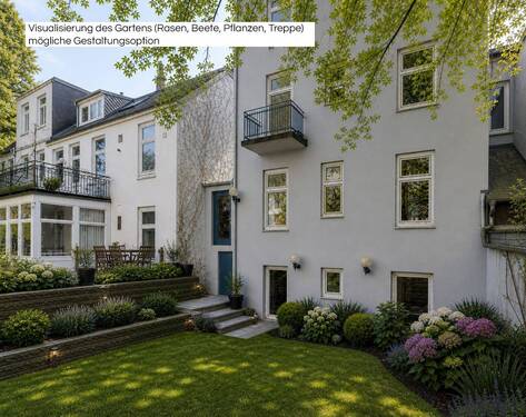 Visualisierung des Gartens (mögliche Gestaltung) - 9 Zimmer Mehrfamilienhaus, Wohnhaus in Hamburg