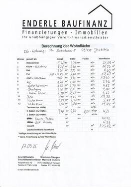 Wohnflächenberechnung - 6 Zimmer Etagenwohnung in Jestetten