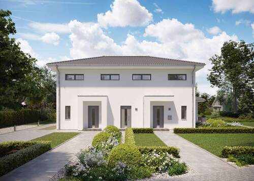 Hausansicht - Mediterraner Charme für zwei Familien - klug gerechnet - günstig gebaut!