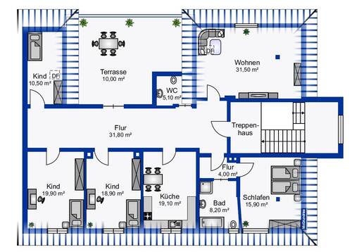 Grundriss - Große Dachgeschosswohnung - Erstbezug nach Sanierung