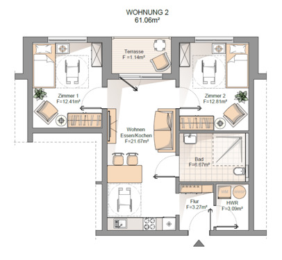 Wohnung 2 Bild.PNG - 3 Zimmer Etagenwohnung zum Kaufen in Schiffweiler
