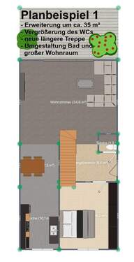 Planungbeispiel 1 Anbau mit 35 m² und Bad im OG - 