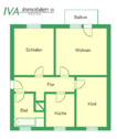Grundriss - Etagenwohnung mit 60,00 m&sup2; in Riesa zur Miete