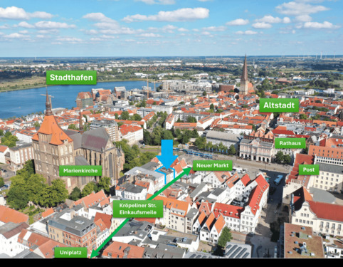 Luftbild - Baugenehmigung für Boardinghaus in Bestlage von Rostock - Kröpeliner Straße