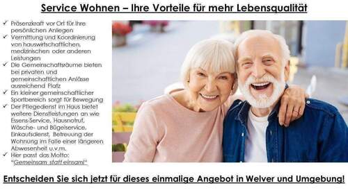 Sicher fühlen dank Service Wohnen - 2 Zimmer Etagenwohnung zum Kaufen in Welver