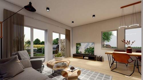 Wohnzimmer mit offener Küche - 