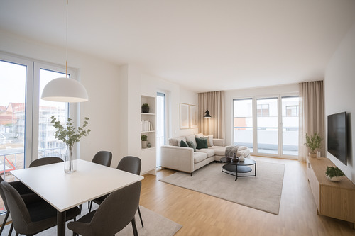 Wohnbereich (KI generiert) - Moderner Neubau mit großzügigem Wohnbereich und großem Garten!