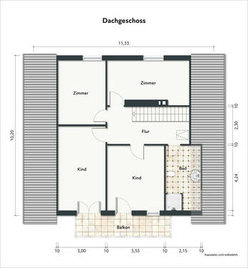 Dachgeschoss; Unmöbliert - 