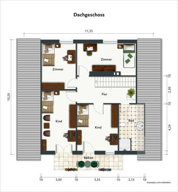 Dachgeschoss; Möbliert - 