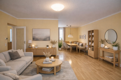 Wohnzimmer (Visualisierung) - 2 Zimmer Etagenwohnung zum Kaufen in München