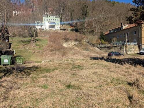 Blick in die Baufläche - Sensationelles Elbgrundstück in der Sächsischen Schweiz