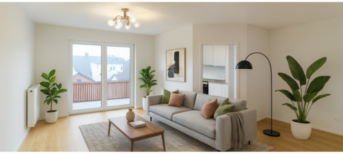 Wohnzimmer offen - 3 Zimmer Etagenwohnung in Frankfurt am Main