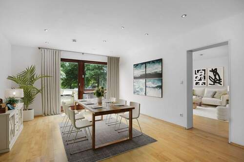 Wohnzimmer - staging - ROGERS: Großzügiges City-Domizil mit zwei Balkonen direkt am Englischen Garten