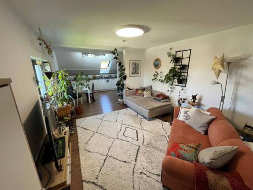 großer Wohn- und Essbereich mit Küche - 