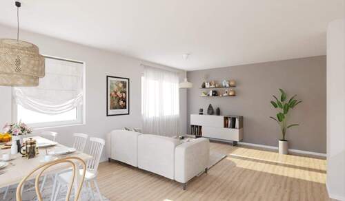 Lichtdurchflutetes und komfortables Wohnzimmer - 2 Zimmer Terrassenwohnung zum Kaufen in Düsseldorf