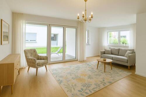 Wohnzimmer - KI generiert - RESERVIERT! - Moderne 4,5-Zi.-Erdgeschoss-Wohnung in Blaubeuren-Asch