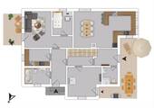 Grundriss Erdgeschoss Haupthaus und Einliegerwohnung - 