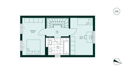 Große und komfortable Schlafzimmer im Obergeschoss - 
