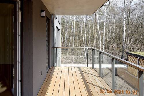 Ausblick Balkon - 5-Raum-Wohnung mit Balkon und zwei Bädern in Bestensee mit direkter Lage im Grünen und am See