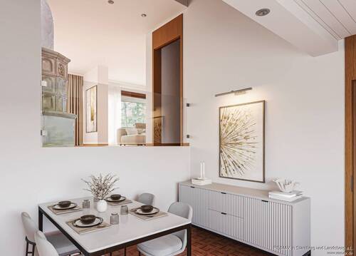 Esszimmer mit Blick ins Wohnzimmer - 8 Zimmer Doppelhaushälfte zum Kaufen in Vaterstetten
